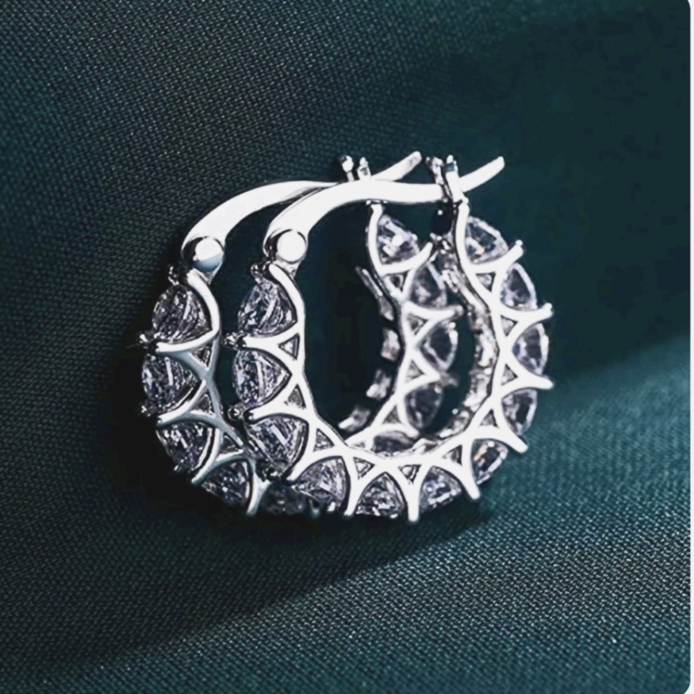 Sterling Silver Clear CZ Hoops